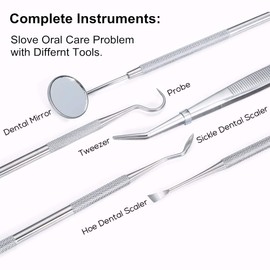 Dental Hygiene Kit Pinkiou Dental Tools Plaque Remover for Teeth Cleaning Kit Dentist Tools Dental Picks Stainless Steel Tarter Scraper Dental Scaler Floss Gum Tools Dental Mirror Tonsil Stone Remover