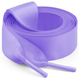 WEGOODZF Satin Ribbon Shoe Laces: 2cm Flat Snow Yarn Shoelaces for Women - 2Pair, 12 Light Purple, 71 inch (180CM)