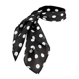 1950s Chiffon Scarf, Vintage Ascot, Retro Hair Tie for Toddlers, Black Polka Dot