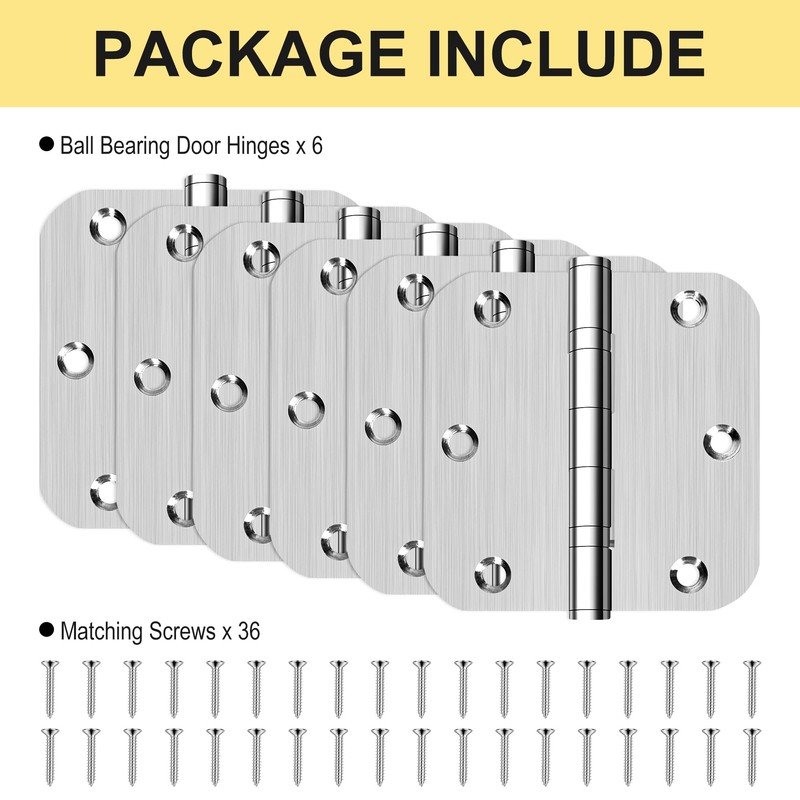 6 Pack 3.5 Inch Heavy Duty Stainless Steel Ball Bearing