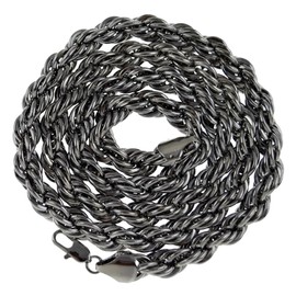Bling Cartel Rope Chain 10mm Thick 30 inch Long Hematite Gun Metal Gray Tone Twisted Heavy Dookie Hip Hop Necklace