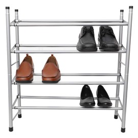 Home Basics Expandable 4 Tier Steel Shoe Rack, Chrome (1)