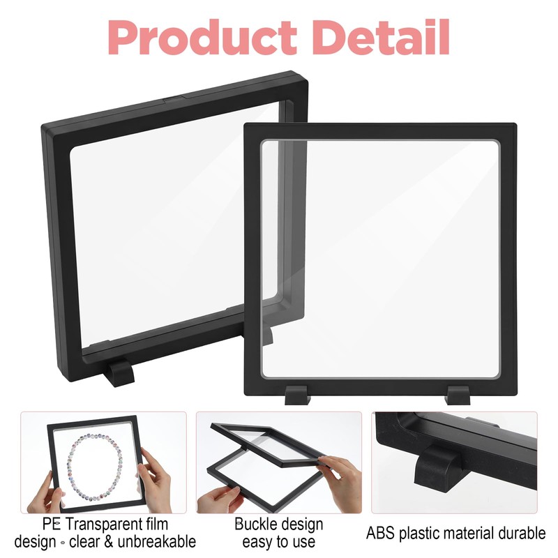Afcabakila 10Pcs 3D Floating Frame Display Case, 7x7x0.8 inch Transparent