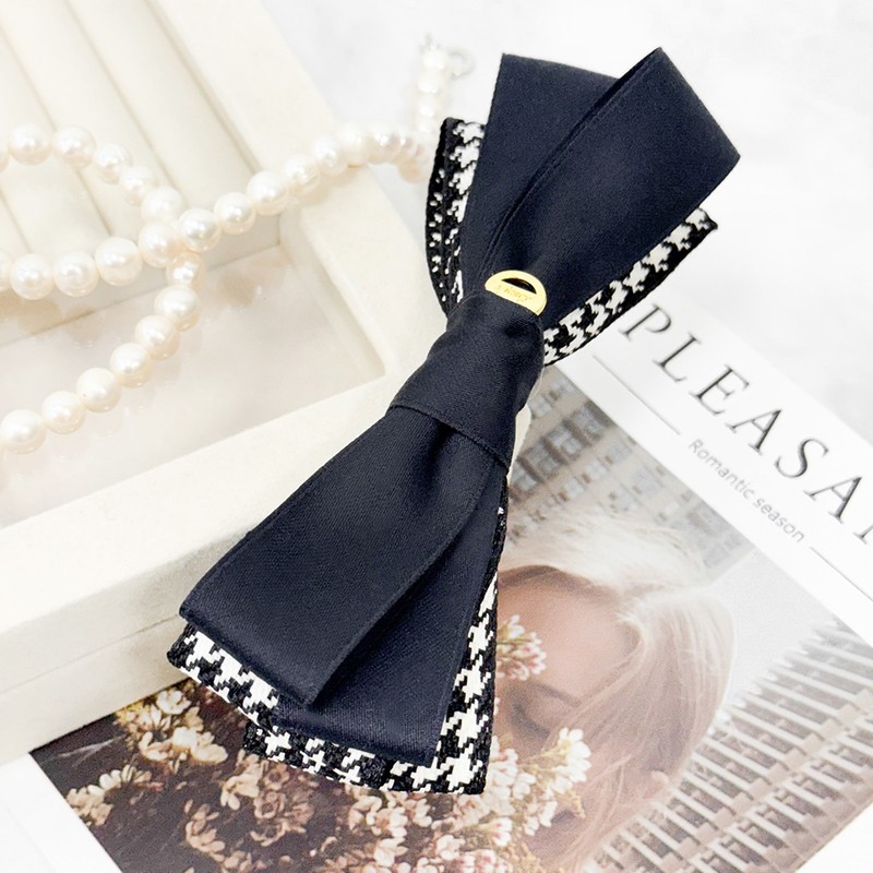 Burnaby layered houndstooth ribbon hairpin 10cm / 버나비 레이어드 하운드투스
