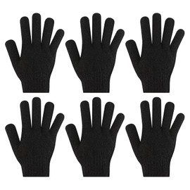 6Pcs Exfoliating Gloves - Bamboo Shower Gloves - Bath and Body Exfoliator Mitts - Scrubs Away Ingrown Hair and Dead Skin - for Shower, Spa and Massage Cell Remover Loofah - Deep Black