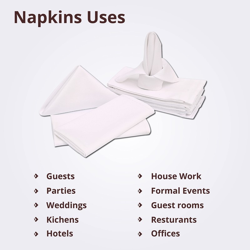 CHARKHAH White Cloth Napkins Set of 12 Soft Blend Thick