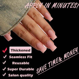 Wellquinn Straight Square Nail Tips, Pink Press on Nails Short Sharp Square Full Cover False Acrylic Nails, No Need to File Tips Pre-lasting, Fake Nails for Nail Art DIY 150 Pcs 15 Sizes