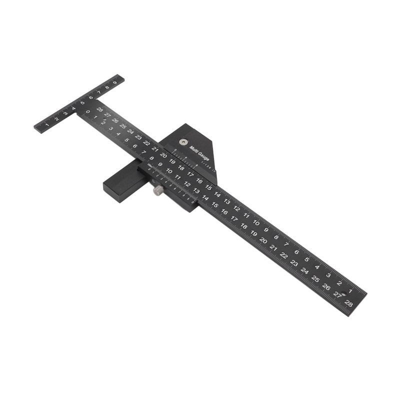 Multifunction Woodworking Ruler Aluminum Alloy T Shaped Black Measuring Marking