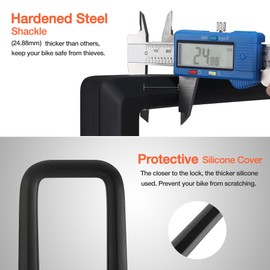 ValueMax U-Lock Bicycle, Heavy U Bicycle Lock with 14 mm Thick Shackle, High Security Lock with Holder, 2 Keys, for Bicycles, E-Bike, Motorcycle Glass Doors, Black