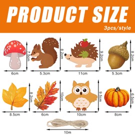 Pack of 24 Autumn Hanging Decorations, Decorative Pendants, Wooden Autumn Decoration, Wooden Window Decoration, Autumn Decoration, Window Hanging, Hanging Ornament, Colourful Decoration for