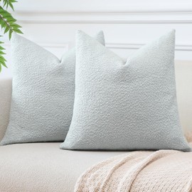 Sungeek Pack of 4 Textured Boucle Decorative Cushion Cover 45x45cm, Soft Cozy Accent Solid Pillow Cases for Sofa Couch Bedroom Living Room Modern Home Decor Throw Pillow Covers, Silver Frost