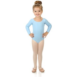 Elowel Girls' Team Basics Long Sleeve Leotard Light Blue (size-6-8)