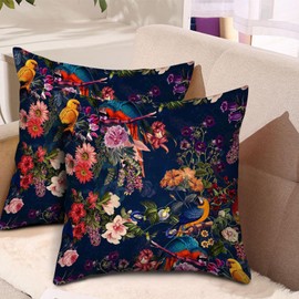 Bishilin Set of 2 Flower Cushion Covers, Retro Cushion Covers Double Sides Throw Pillow Covers 18X18 inch Bedroom Decorative Pillowcases