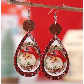 Unbranded Christmas - Western Santa Claus Faux Leather Earrings