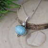 Silver Eternity 925 Sterling Silver Natural Larimar Pearl Pendant Necklace