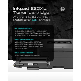 iNKPAD iNKPAD TN830XL Toner Cartridges DCP-L2640DW Replacement for Brother TN830XL TN-830 TN830 XL/V/R Compatible with HL-L2460DW HL-L2400D HL-L2405W HL-L2460DWXL Printers High Yield Toner (2 Pack)