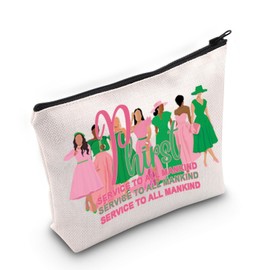 MEIKIUP Pink and Green Sorority Makeup Bag Greek Sorority Gift Sorority Paraphernalia Cosmetic Bag Sorority Sisterhood Gift (Phirst service bag)