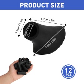 Nordic Walking Pads, 12 Pieces/6 Pairs, High-Quality Rubber Buffer for Asphalt and Terrain, Compatible with All Standard Nordic Walking Poles and Hiking Poles, 10 mm Diameter