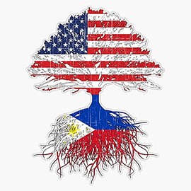 BZ Trading Filipino Roots Immigrant American Grown Philippines Flag Design Vinyl Decal Wall Laptop Bumper Sticker 5 inch, RDB-USA-STICKERS-0376