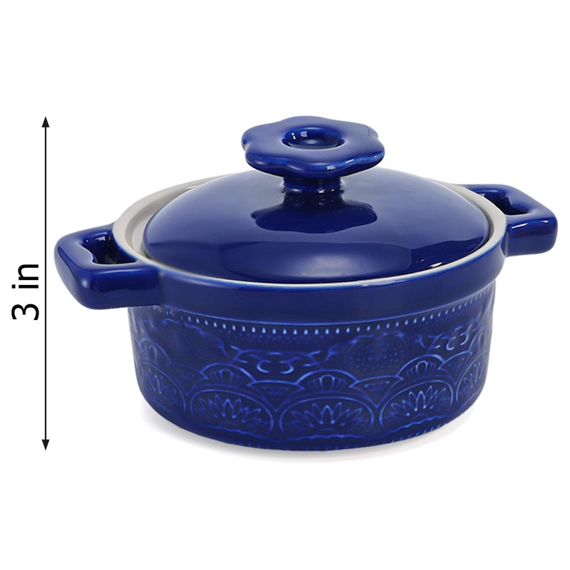 Hacaroa Set of 6 Mini Cocotte with Lid, 8 Oz