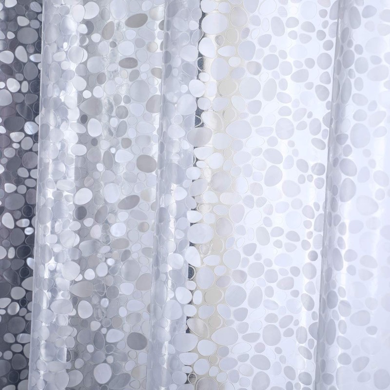 WellColor Short Shower Curtain Liner 65 inch, Pebble Translucent EVA