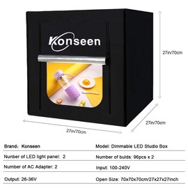 Photo Light Box Large Kit 27x27inch/70x70cm Dimmable Photo Studio Professional Cube Shooting Tent Box with 96x2 LED Lights Strips 3xPVC Backgrounds for Jewelry Product Photography (6000lm,CRI:95+)