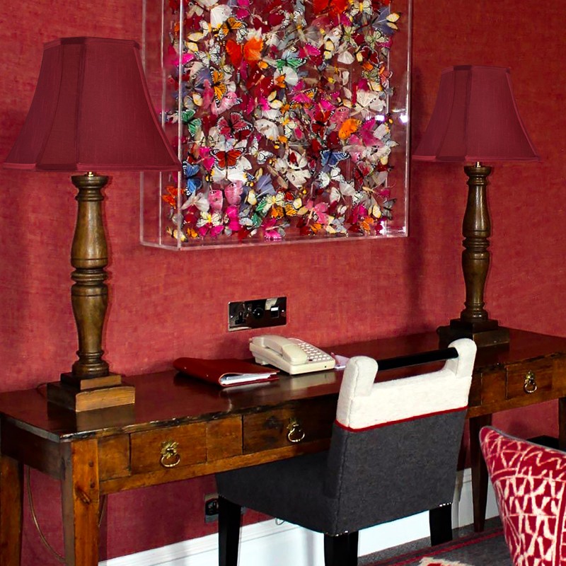 GO&SO Square Cut Corner Lampshades Burgundy Red, 8x14x11 Inch Medium