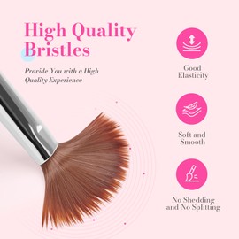 MelodySusie 3Pcs Acrylic Nail Brush Set, Size 8/10/14 Professional Nail Brushes for Acrylic Powder Nail Art Extension and 3D Nail Carving for DIY Home Salon Nail Art Manicure Tool (Pink)