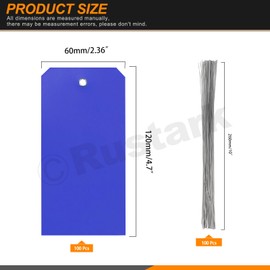 Rustark 100Pcs Blue Plastic Shipping Tags 2.36"x4.72"/6x12CM Plastic Hang Tags Waterproof Shipping Tag Writable Blank Hang Tag with Holes for Luggage Garage Inventory Car Parts