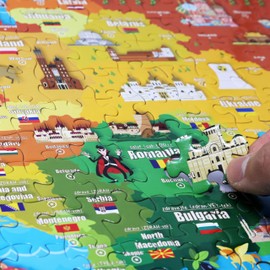 Think2Master Colorful Map of Europe 500 Pieces Jigsaw Puzzle with Very Large Pieces for 13+, Adults & Seniors. Great Gift for Interest in The European Map. Size: 26.8” X 18.9”