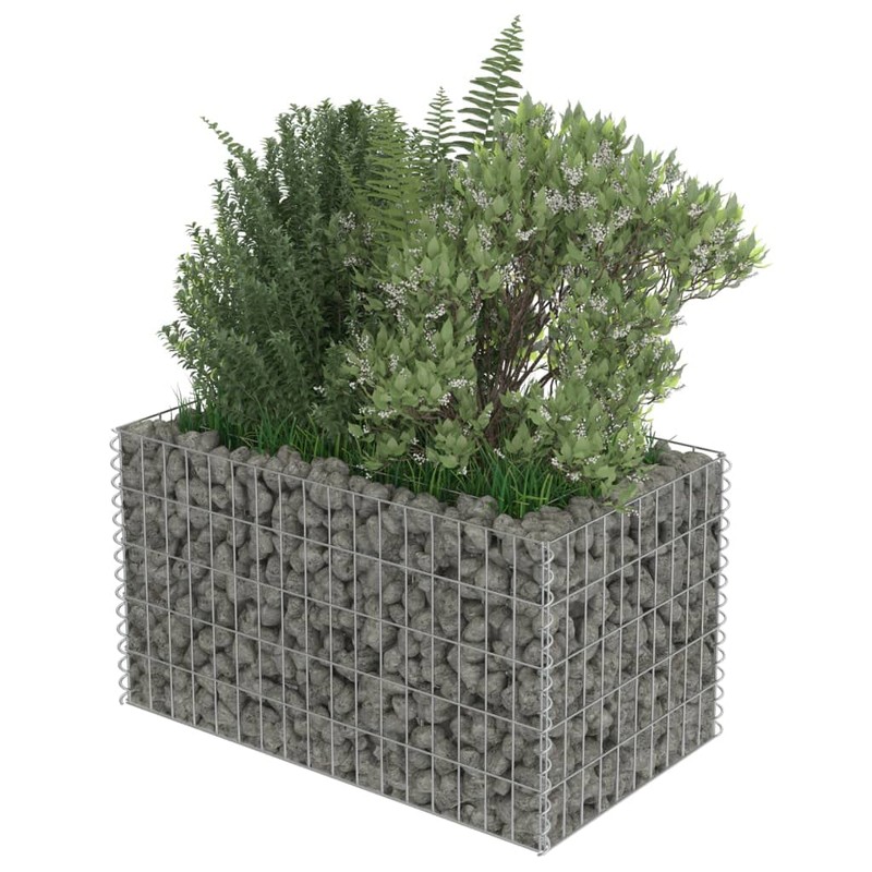 vidaXL Gabion Raised Bed - Galvanized Steel Outdoor Planter -