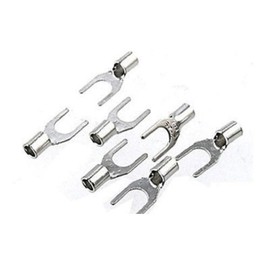 #8 Non Insulated Fork Spade Connector - 16-14 Gauge Stud Wire Terminal - 14-16 AWG - Made in USA (100)