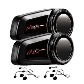 MAXTO - Auriculares Bluetooth para Motocicleta, Sistema de comunicación de Casco de Motocicleta M2 Group 6 vías BT5.0 intercomunicador Impermeable de Alcance de 1000 m con Radio FM, Siri, dial de Voz