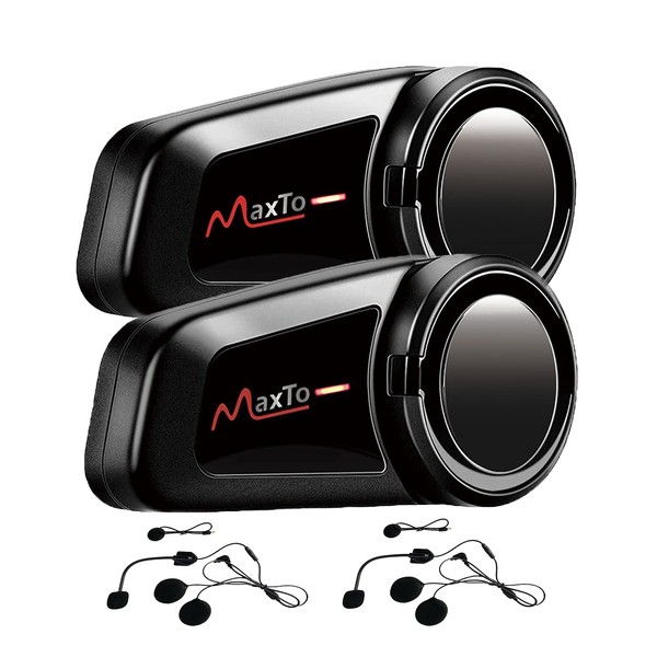 MAXTO - Auriculares Bluetooth para Motocicleta, Sistema de comunicación de