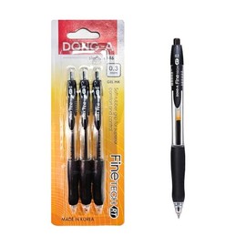 Dong-A Fine Tech RT 0.3mm Black Gel Ink Ball Point pen 3 Pcs