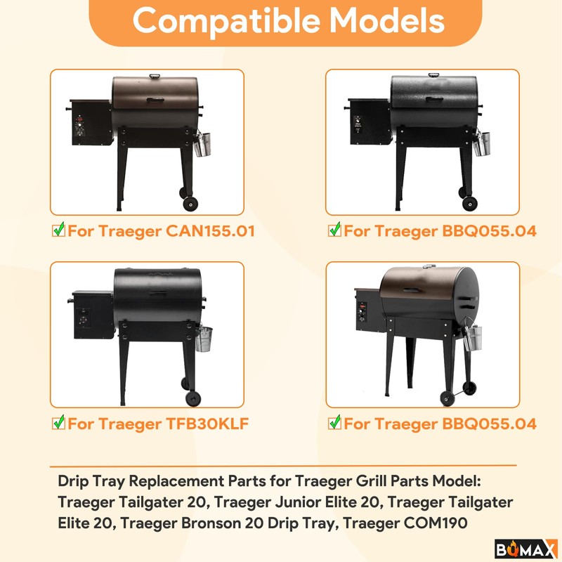 BQMAX SUB025 Drip Tray for Traeger Tailgater 20 Grill, for