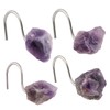mookaitedecor Set of 4 Natural Amethyst Crystal Shower Curtain Hooks,