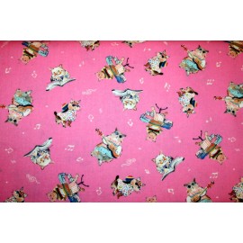 Michael Miller Fabrics COOL MUSICAL CATS ON PINK FROM MICHAEL MILLER - 100% COTTON FABRIC