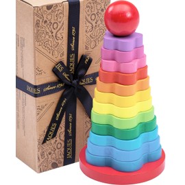 Jaques of London Rainbow Stacking Rings | Baby Stacking Rings | Wooden Toys for 1 2 3 Year Olds Boys and Girls | Educational Wooden Stacking Toys
