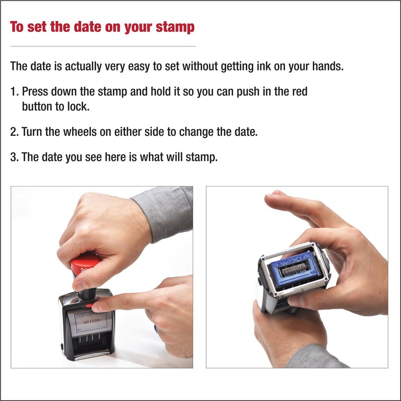 Heavy Duty Date Stamp with"Revised" Self Inking Stamp - RED