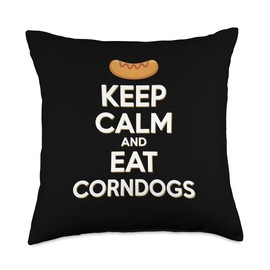 Keep Calm And Eat Corndogs Carnival Food Humor Throw Pillow