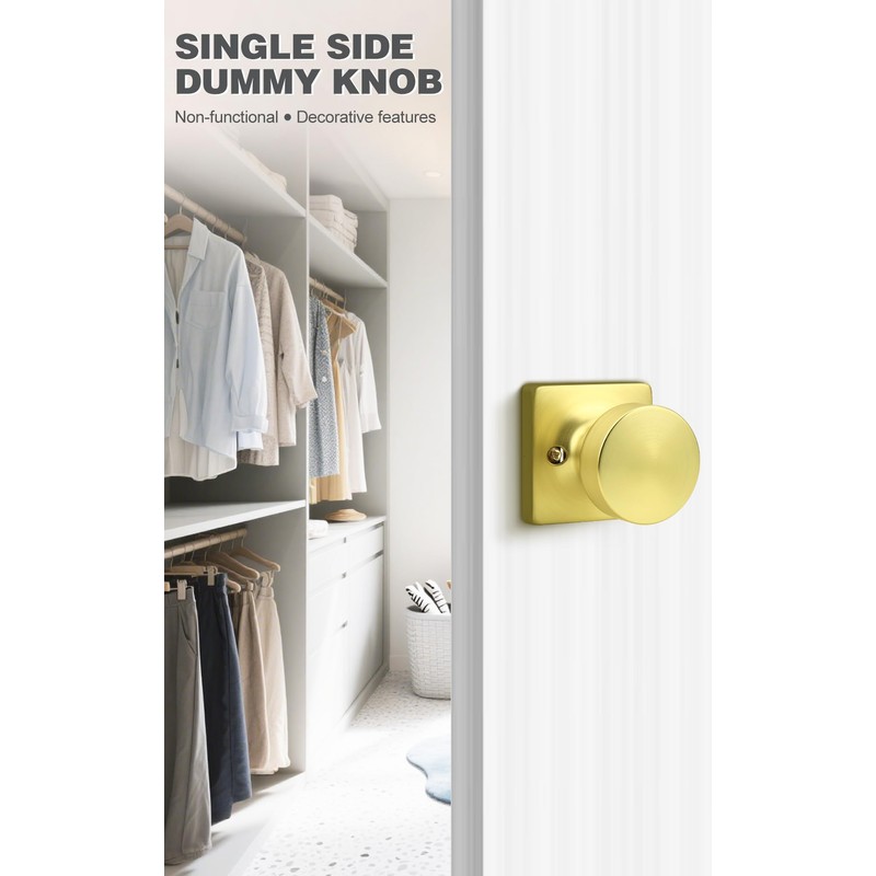 Probrico Bulk Dummy Door Knobs Interior 10 Pack, Brushed Gold