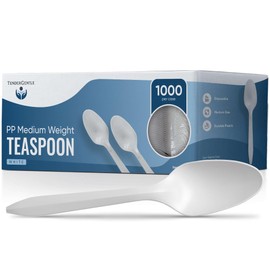 Disposable Plastic Spoons - 1,000 Medium White Plastic Teaspoons - Disposable Spoons for Home, Facilities, and Offices