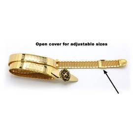 Marshal Metal Fashion Belt High Polished 18k Gold Plated Omega Waist Belt (Lion) Size 23”—33”