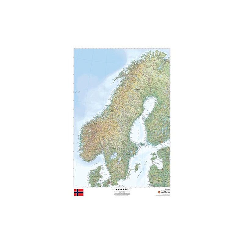 Norway - 24" x 36" Laminated Wall Map