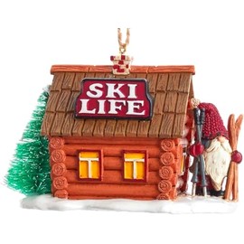 The Bridge Collection 3.7" Ski Lodge Gnome Ornament - Skiing Christmas Tree Ornaments - Cabin Gnome Ornament - Ski Ornament for Skiers -