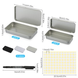 Haocjanc Pack of 6 Metal Tins with Lids, 2 Sizes of Metal Box, Storage Box with Lid, Small, Metal Box with Pens and Stickers for Storing Food, Medication, Fittings
