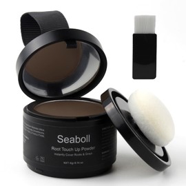 Seaboll Root Touch Up Powder, Instantly Root Cover Up Powder Stain-Proof Hairline Powder for Women & Men Hairline Shadow Powder 0.14 Oz.(B-Medium Brown)