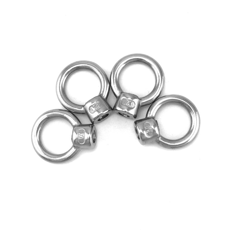 QWORK Lifting Eye Nut, 4 Pack, 1/4" UNC Marine Grade