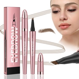 Eyebrow Pencil Waterproof Long-Lasting Natural Makeup, 4-Fork Tip Design for Defined Hair-Like Strokes, Easy Application Eyebrow Pen, Perfect for Fill and Define (Light Brown/R)